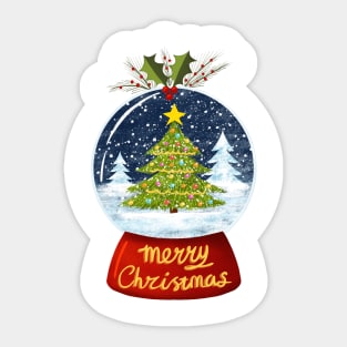 Snow Globe Merry Christmas Sticker